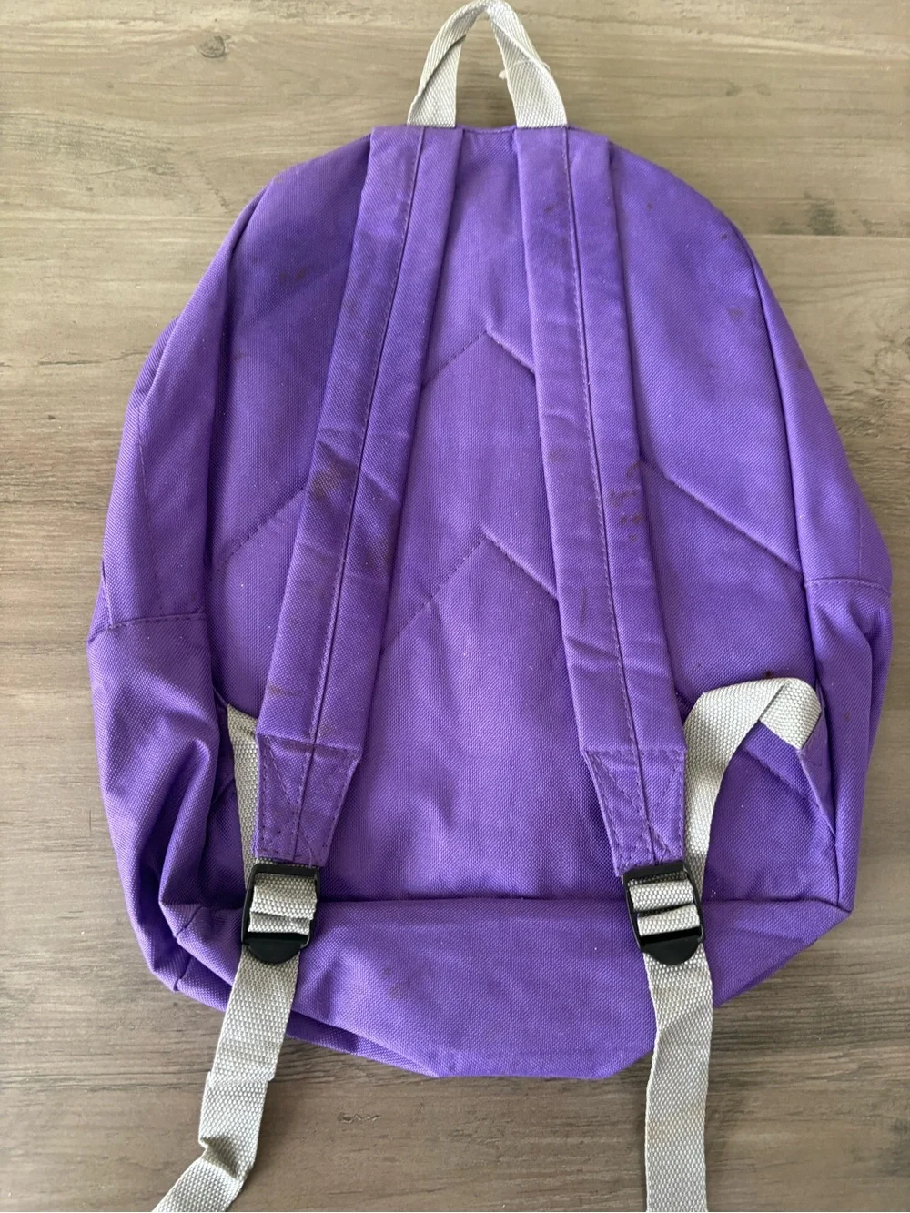 Purple d.roma Classic Backpack Gray Straps Front Pocket School Travel Bag